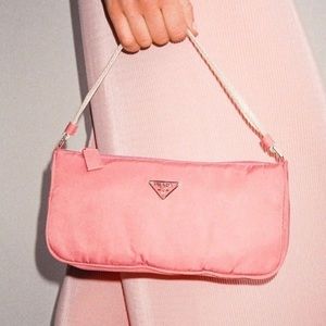 💯AUTH PRADA NYLON PINK BAGUETTE BAG NEW 2005 MINI